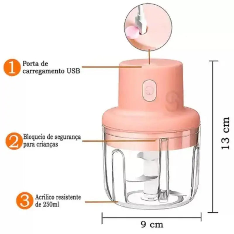 Mini  triturador de alimentos elétrico 250ml